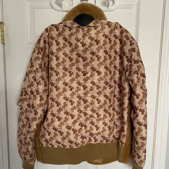 COACH HORSE/CARRIAGE PRINT SHEARLING Ma-1 JACKET - Picture 5 of 8